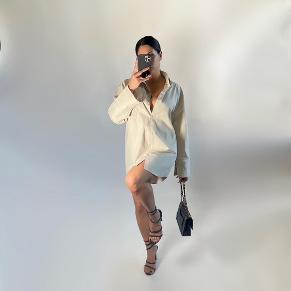 Stylish beige shirt dress NWT - Picture 2 of 6